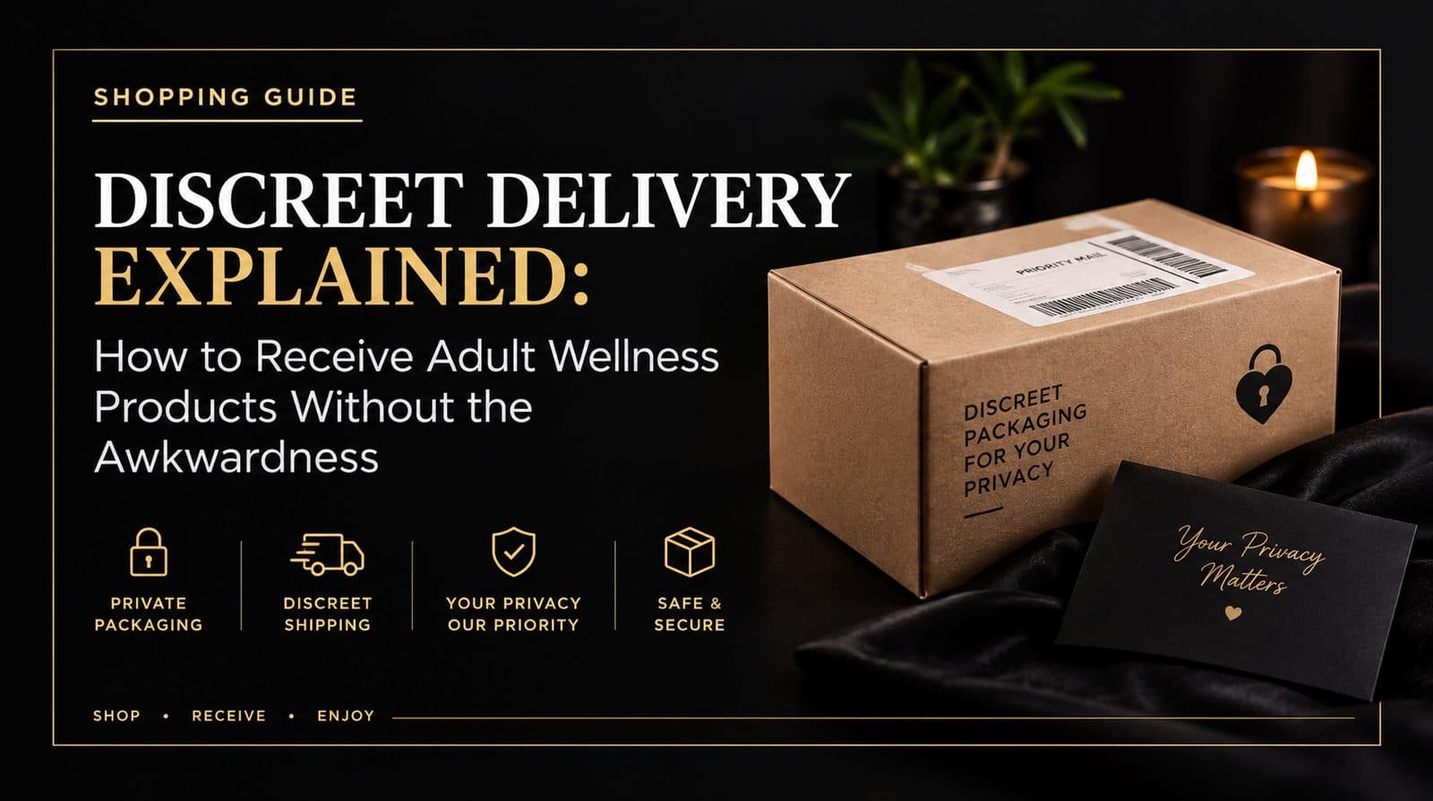 Discreet delivery of adult wellness products with neutral parcel presentation