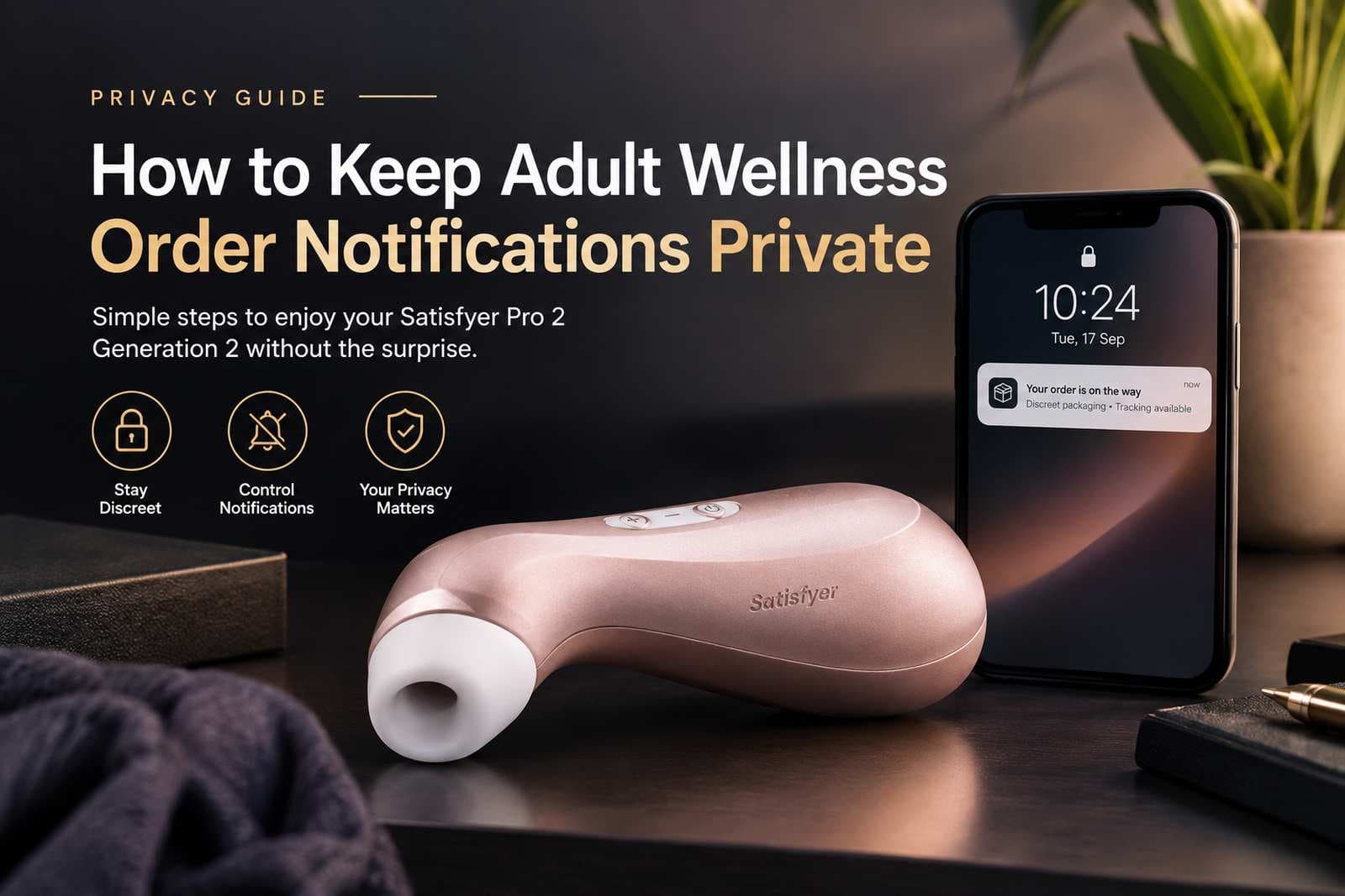 Smartphone displaying a private online order notification for an adult wellness purchase